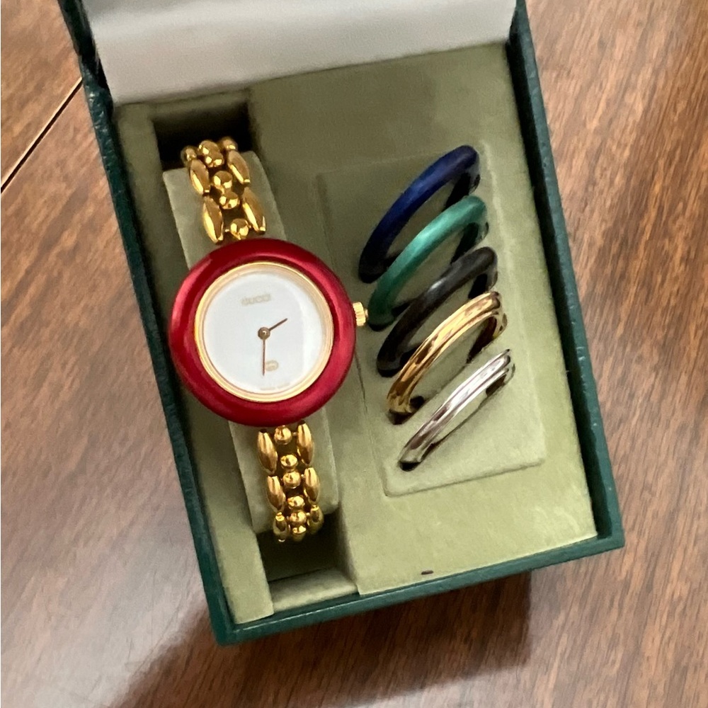 Gucci Gold Watch with Interchangeable Bezels